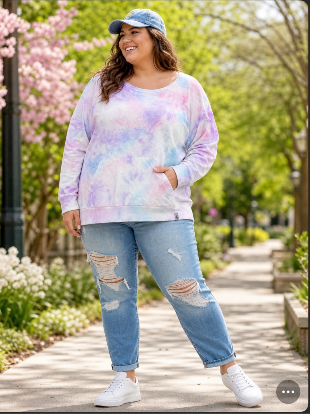 Torrid Active Tie Dye Sweatshirt Size 2X Slouchy Loose Fit Off Shoulder Soft
